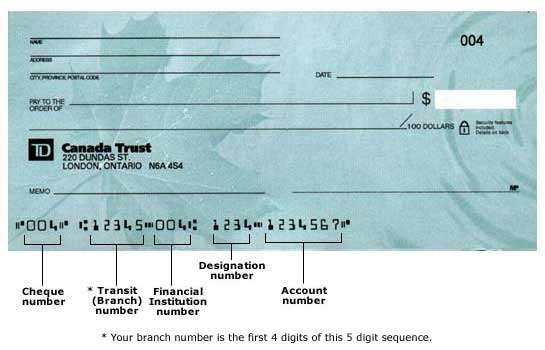 cheque info